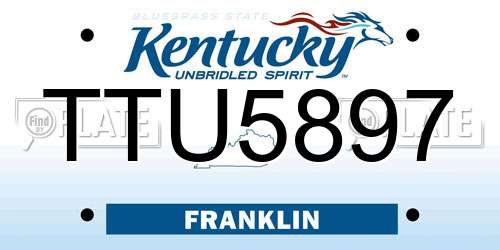 TTU5897 Kentucky License Plate