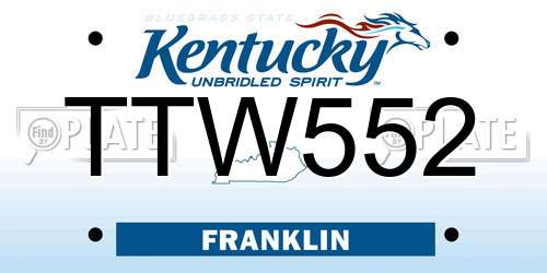 TTW552 Kentucky License Plate