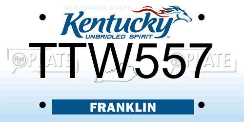 TTW557 Kentucky License Plate