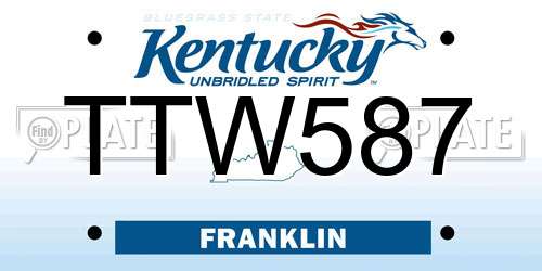 TTW587 Kentucky License Plate