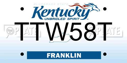 TTW58T Kentucky License Plate