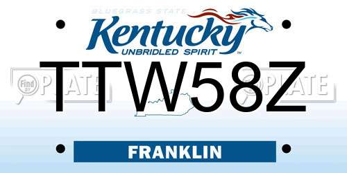 TTW58Z Kentucky License Plate