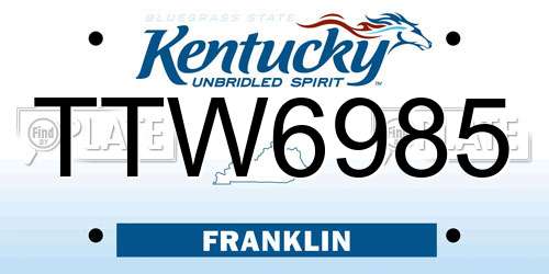 TTW6985 Kentucky License Plate