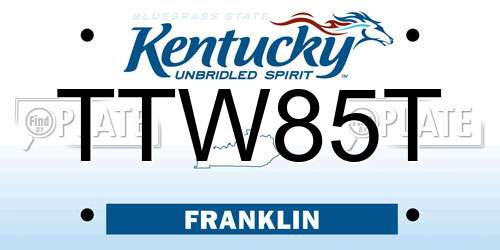 TTW85T Kentucky License Plate