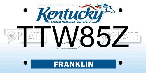 TTW85Z Kentucky License Plate
