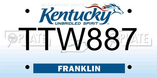 TTW887 Kentucky License Plate