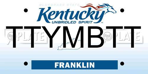 TTYMBTT Kentucky License Plate
