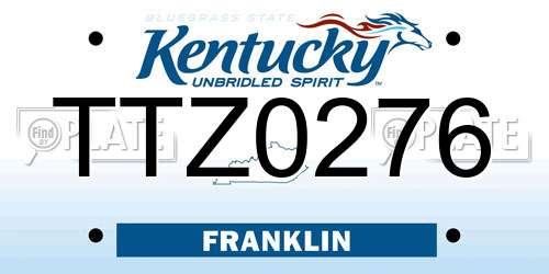 TTZ0276 Kentucky License Plate