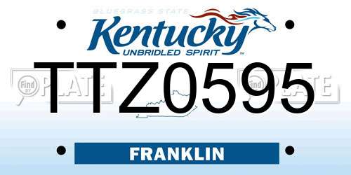 TTZ0595 Kentucky License Plate