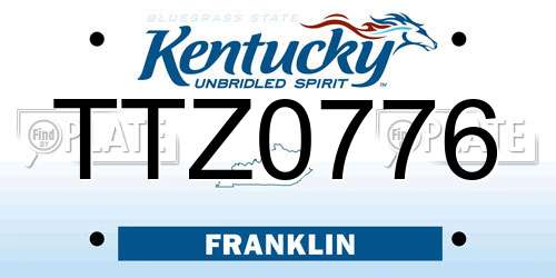 TTZ0776 Kentucky License Plate