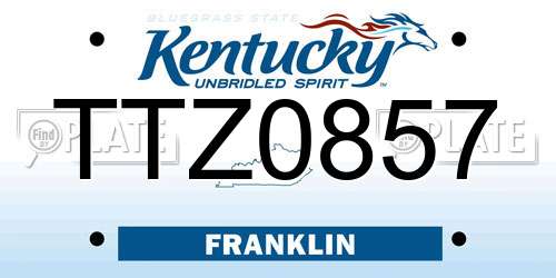 TTZ0857 Kentucky License Plate