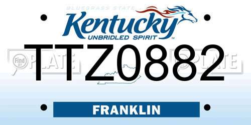 TTZ0882 Kentucky License Plate