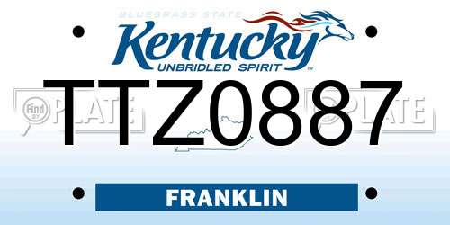 TTZ0887 Kentucky License Plate