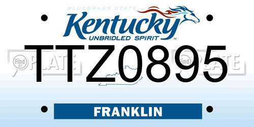 TTZ0895 Kentucky License Plate