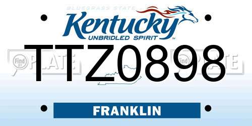 TTZ0898 Kentucky License Plate