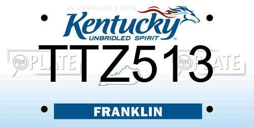 TTZ513 Kentucky License Plate