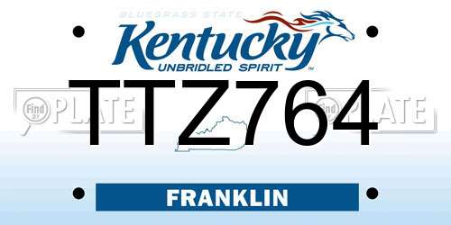 TTZ764 Kentucky License Plate