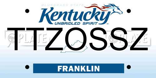 TTZOSSZ Kentucky License Plate