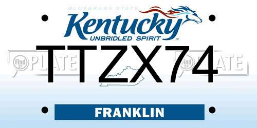 TTZX74 Kentucky License Plate