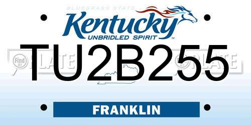 TU2B255 Kentucky License Plate