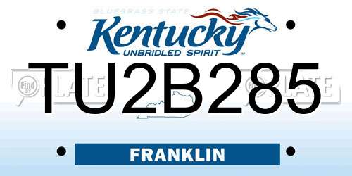 TU2B285 Kentucky License Plate