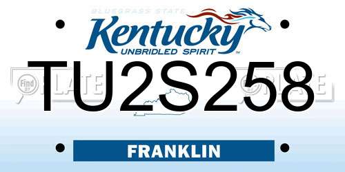 TU2S258 Kentucky License Plate