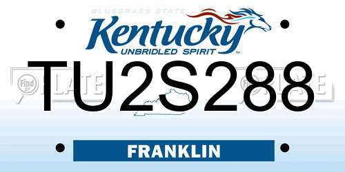 TU2S288 Kentucky License Plate