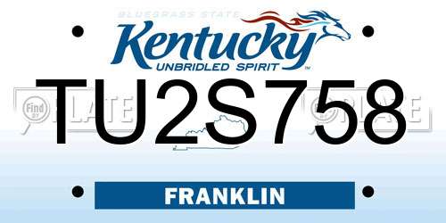TU2S758 Kentucky License Plate