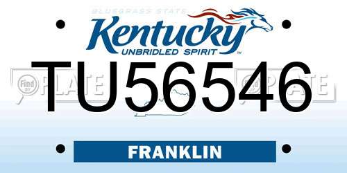 TU56546 Kentucky License Plate