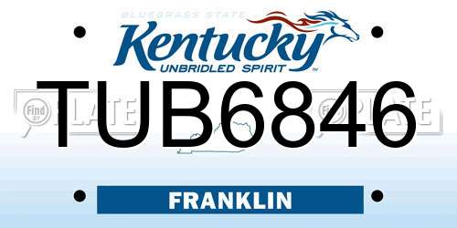 TUB6846 Kentucky License Plate