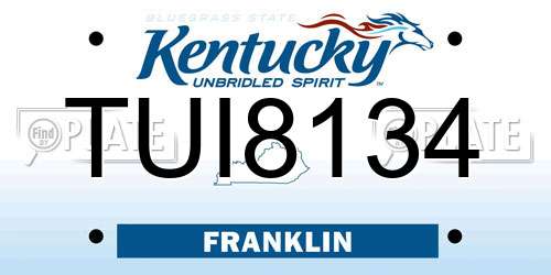 TUI8134 Kentucky License Plate