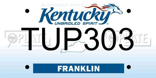 TUP303 Kentucky License Plate