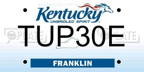 TUP30E Kentucky License Plate