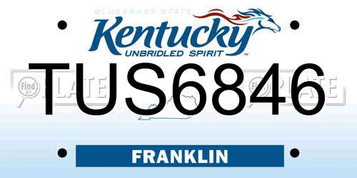 TUS6846 Kentucky License Plate