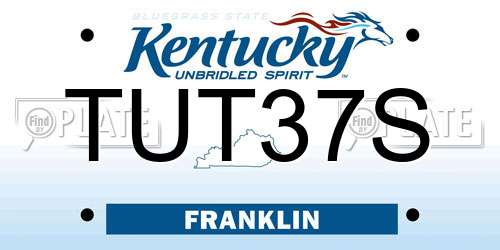 TUT37S Kentucky License Plate