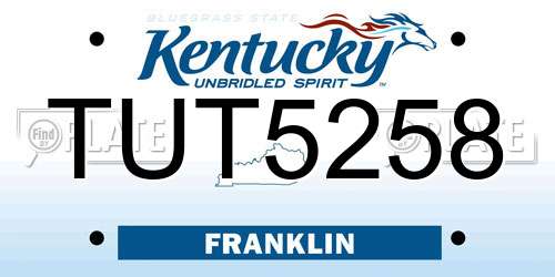 TUT5258 Kentucky License Plate