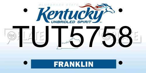 TUT5758 Kentucky License Plate