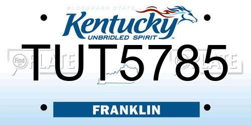 TUT5785 Kentucky License Plate