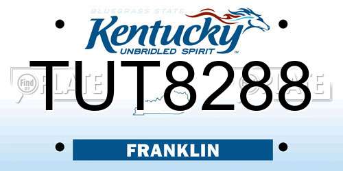 TUT8288 Kentucky License Plate