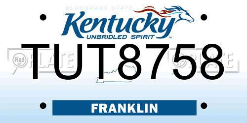 TUT8758 Kentucky License Plate