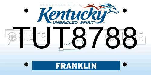 TUT8788 Kentucky License Plate