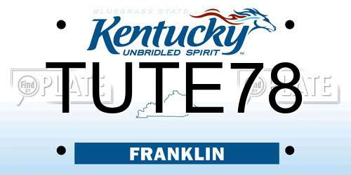 TUTE78 Kentucky License Plate