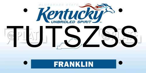 TUTSZSS Kentucky License Plate