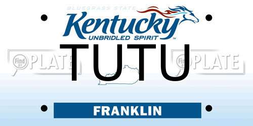 TUTU Kentucky License Plate