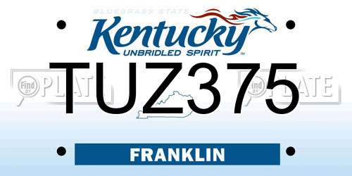 TUZ375 Kentucky License Plate