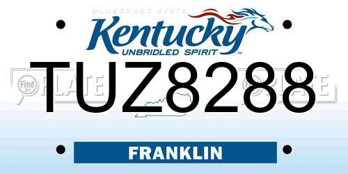 TUZ8288 Kentucky License Plate