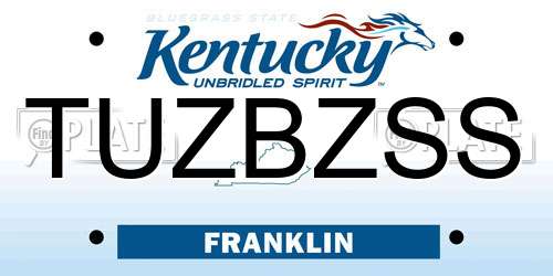TUZBZSS Kentucky License Plate
