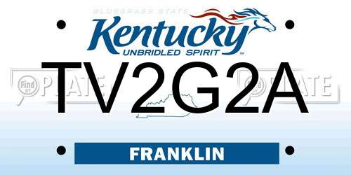 TV2G2A Kentucky License Plate