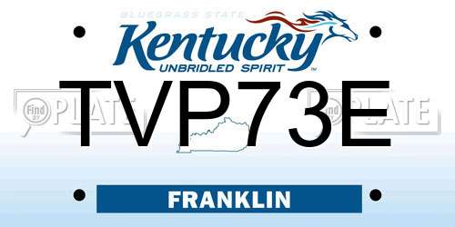 TVP73E Kentucky License Plate