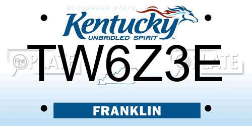 TW6Z3E Kentucky License Plate